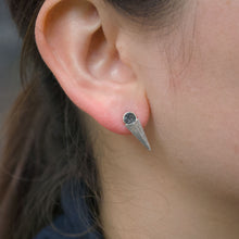 Load image into Gallery viewer, Wren black diamond earrings (oxidised silver)