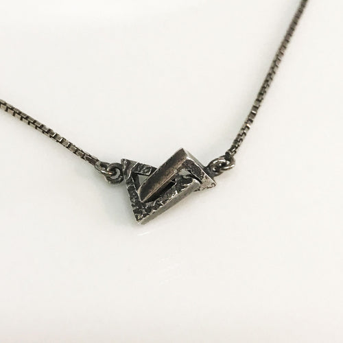Space Invader Necklace - Oxidised Silver