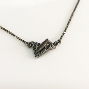 Space Invader Necklace - Oxidised Silver