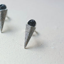 Load image into Gallery viewer, Wren black diamond earrings (oxidised silver)